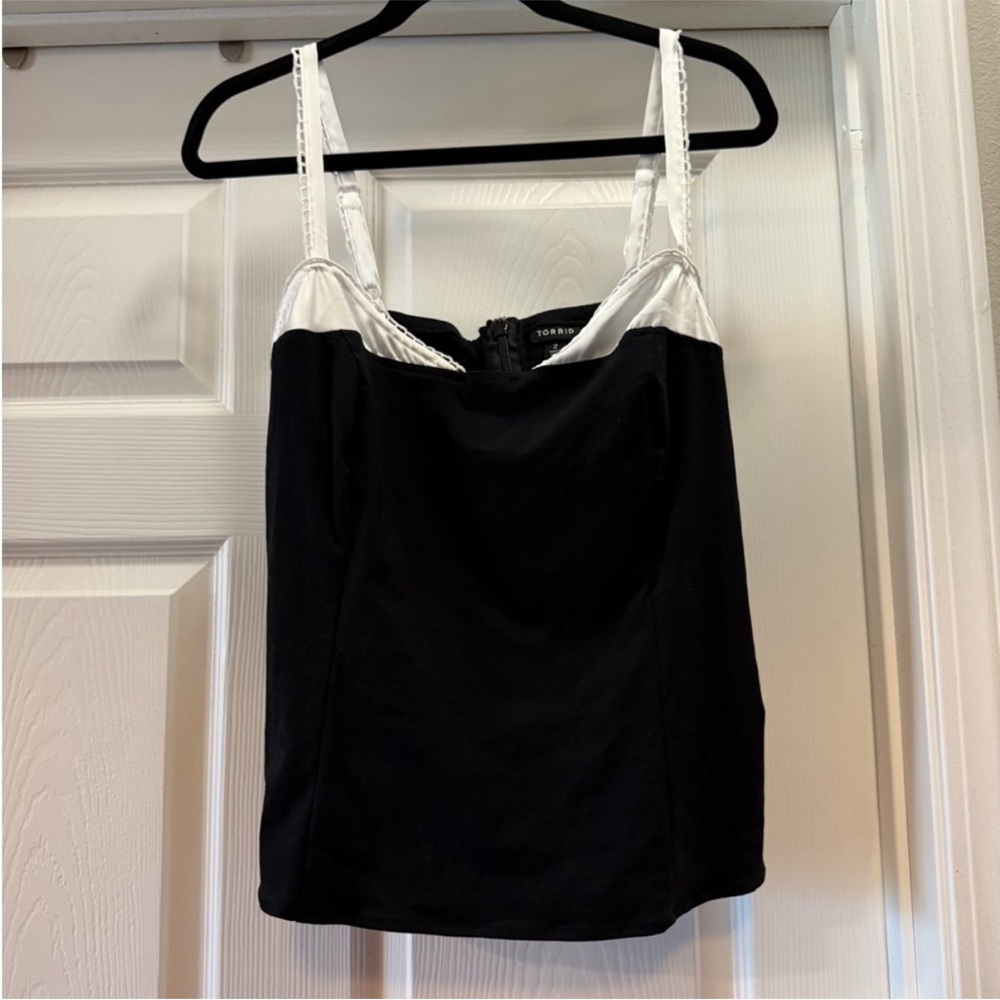 Torrid Black and White Bustier Camisole with Tie Front